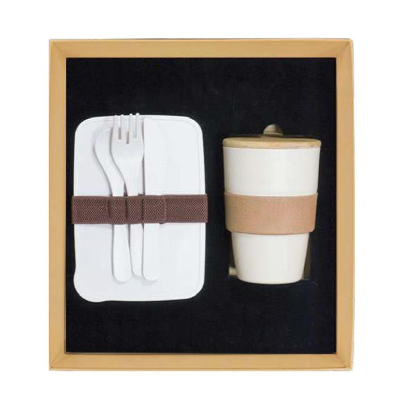 Wheat straw Lunchbox with Cutlery set And Wheat Straw & Cork Coffee Mug